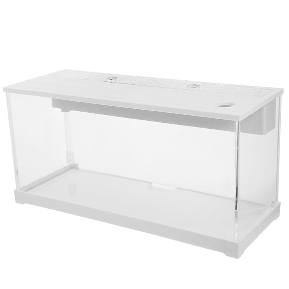 OULII Spacesaving White Acrylic Aquarium for Tabletop with LED Light and Efficient Filtration