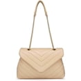 thumbnail image 1 of Bolsos cruzados para mujer, ligeros, con correa de cadena ajustable y acolchados, de diseñador, para el hombro, color albaricoque, 1 of 5