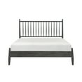 thumbnail image 2 of Mid-Century Modern Design Full Platform Bed 1pc Gray Finish Wooden Bedroom Furniture Vertical Slats Headboard, Bed in a Box, 2 of 8