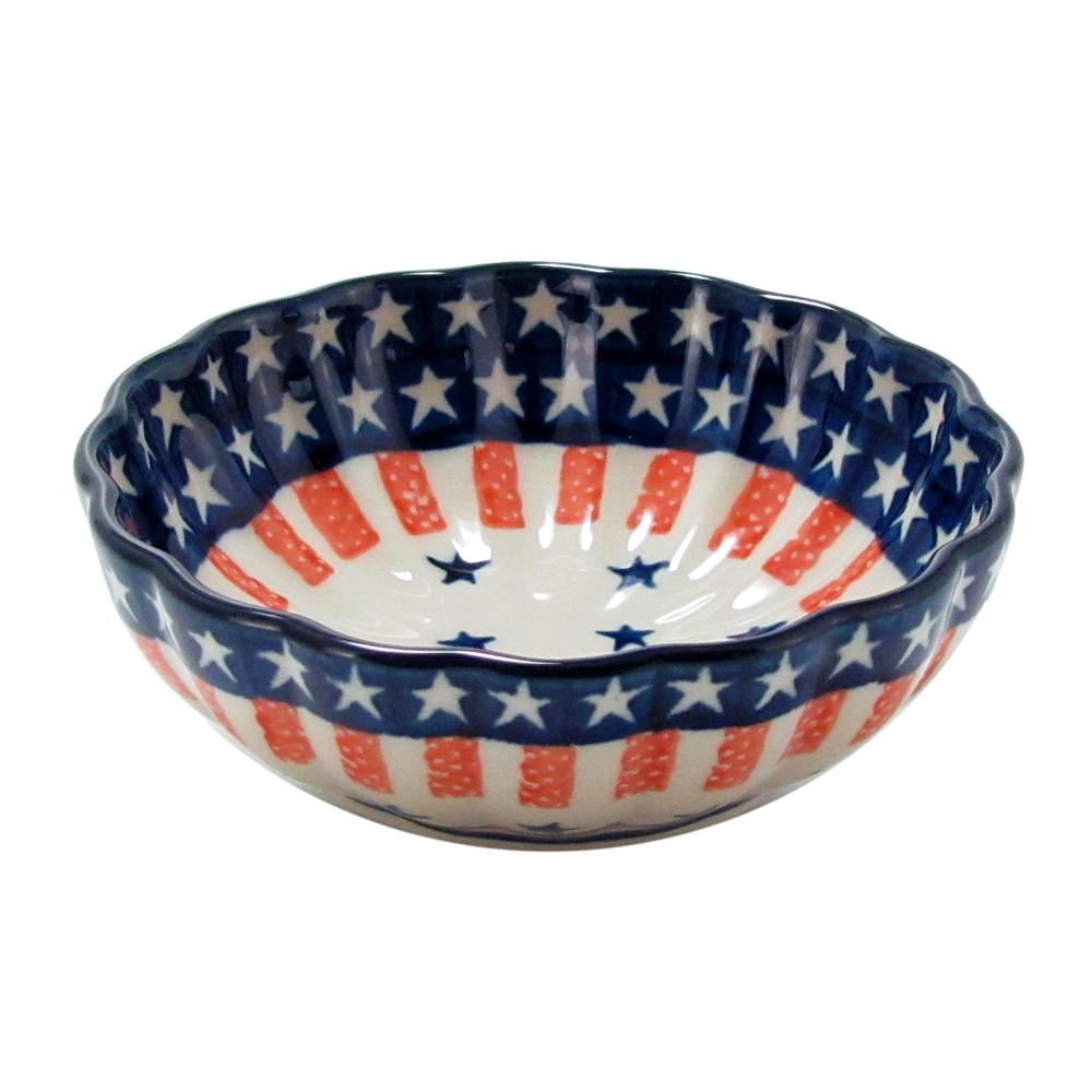 Polish Pottery 4.5'' Handmade Fluted Dessert Dish 023-Fireworks by Polish Pottery Boleslawiec