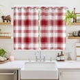 thumbnail image 2 of Red Checkered Kitchen Curtains 63 Inch Length, Red White Plaid Farmhouse Grommet Top Bedroom Living Room Curtains, Light Filtering Cafe Curtain Drapes 2 Panels Set 104''x63'', 2 of 9