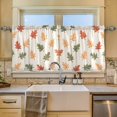 thumbnail image 2 of Yayeee Kitchen Curtains Tier Set of 2 Light Filtering 57"x24" Over Sink Window Panels, Green Autumn Leaves, 2 of 7