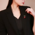 thumbnail image 3 of Eosunjian Cute Cherry Rhinestone Brooch Enamel Vivid Cherry Leaf Vibrant Color Pin Shawl Scarf Lapel Badge Fashion Dress Accessories Red, 3 of 10