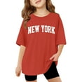 thumbnail image 2 of Girls T Shirts Kids Short Sleeve Print Oversized Casual Tee Girls Clothes Red 9-10 Years, 2 of 6