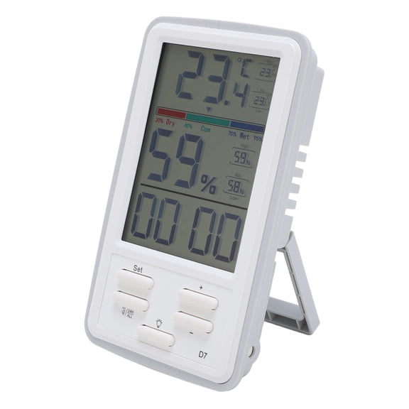Xirurus Digital Indoor Hygrometer & Thermometer with Backlit LCD, 18‑24 Month Battery Life, 3‑Mount Options, ±0.1°C Accuracy