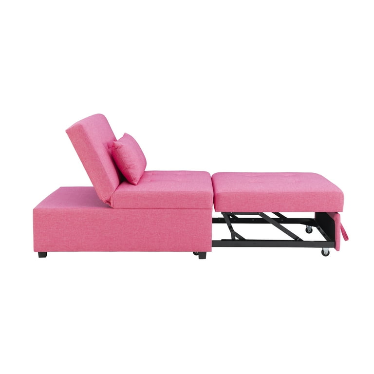 Simonson Space Saving Convertible Twin Bed, Lounge Chair, or Ottoman, Hot Pink, Size: 75.5 inch W x 31 inch D x 18.25 inch H