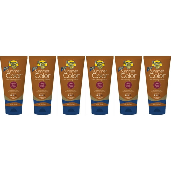 6 Pack Banana Boat Summer Color Self-Tanning Lotion, Deep Dark Color 6oz Each