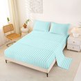 thumbnail image 2 of Castle Fairy Abstract Minimalist Vertical Strip Bed Sheets 4-Piece,Geometric Linear Texture Full Size Sheets,White Sky Cyan,1 Flat Sheet, 1 Fitted Sheet and 2 Pillowcases, 2 of 7