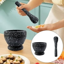 Aminojy Pestle and Mortar Natural Wooden 6.7 Inch Stone Cup & Crusher Set Hand Grinder for Herbs Pesto &