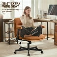 thumbnail image 2 of Falvinoryn 25.6" Wide Seat Office Chair, High Back Ergonomic Task Chair with Padded Adjustable Armrests and Double Cushion, Swivel Home Office Desk Chair for Office, Bedroom (Brown), 2 of 10