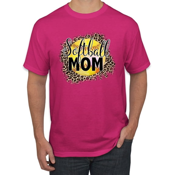 Softball Mom Animal Print Girl Sports Men's Graphic T-Shirt, Fuschia, XX-Large