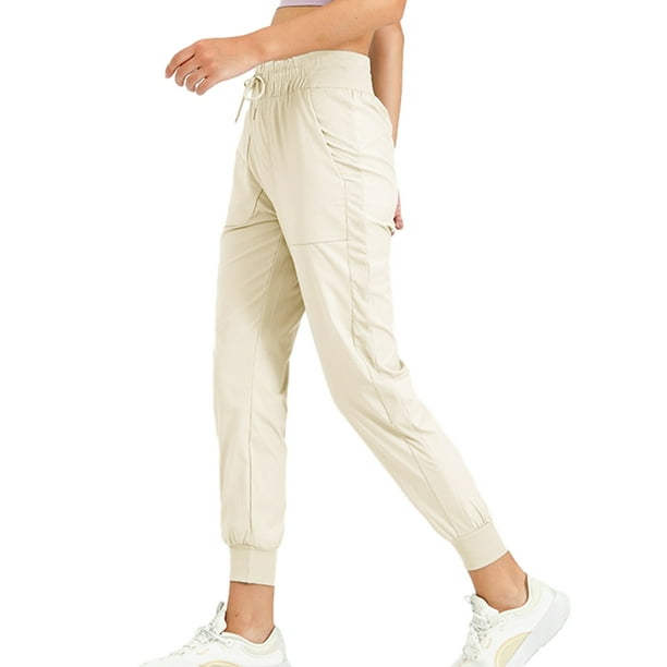 Pantalones deportivos de cintura alta para mujer, pantalones deportivos con cordón y bolsillos