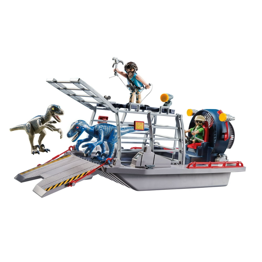 playmobil enemy airboat with raptor building set