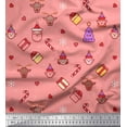thumbnail image 1 of Soimoi Orange Modal Satin Fabric Christmas Theme Party Decor Fabric Printed Yard 42 Inch Wide, 1 of 3