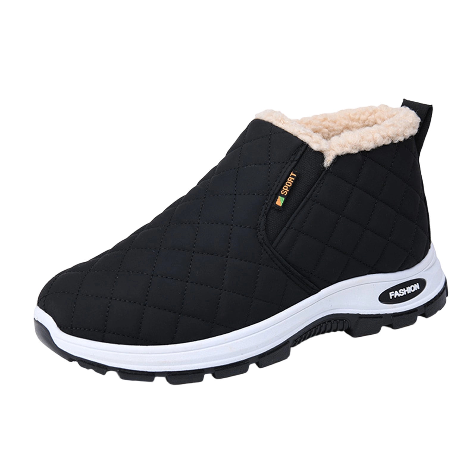 Gamivast Hiking Shoes for Women Lightweight Slip-on Fleece Lined Winter Boots Casual Warm Arch Support Cozy Leather Shoes with Non-Slip Walking Outdoor Indoor