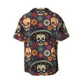 thumbnail image 2 of Disketp Men's Hawaiian Skulls and Flowers Print Shirts Button Down Holiday Beach Shirts-Small, 2 of 7