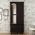 thumbnail image 4 of FUFU&GAGA Modern Bedroom Armoire Wardrobe Closet with Mirror Hanging Rod Lacquer Dark Brown, 4 of 5
