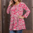 thumbnail image 5 of Dweltoz Plus Size Shirts for Women 2025 Summer Crew Neck T Shirts 3/4 Sleeve Outfits Casual Floral Print Tunics Blouses,Hot Pink L, 5 of 5