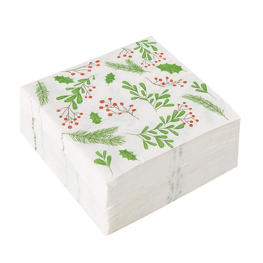 Cocktail Napkins 100Pack Disposable Paper Napkins, Christmas