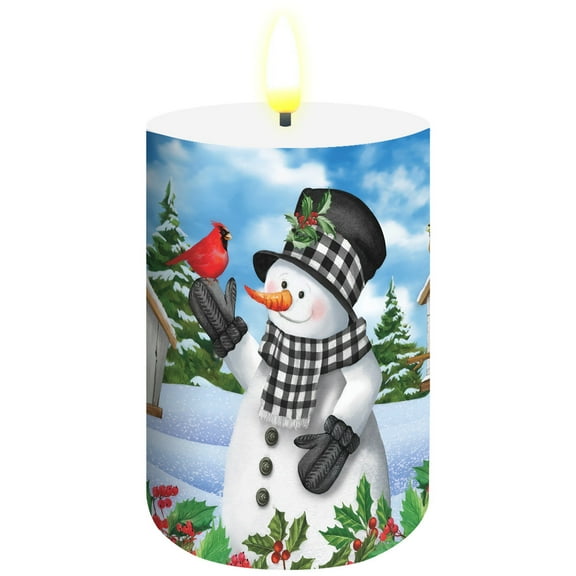 Briarwood Lane Checkered Snowman Flameless Candle