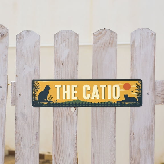 Funny Cat Patio Metal Tin Sign For Garden And Home Wall Decor 4x16 Inch