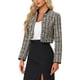 thumbnail image 4 of CHAQUETA CORTA DE TWEED INSPIRADA EN CHIC PARA MUJERES, CON CUELLO ALTO, DOBLE BOTONADURA, ELEGANTE BLAZER DE CUADROS M EN BEIGE CLARO, 4 of 6