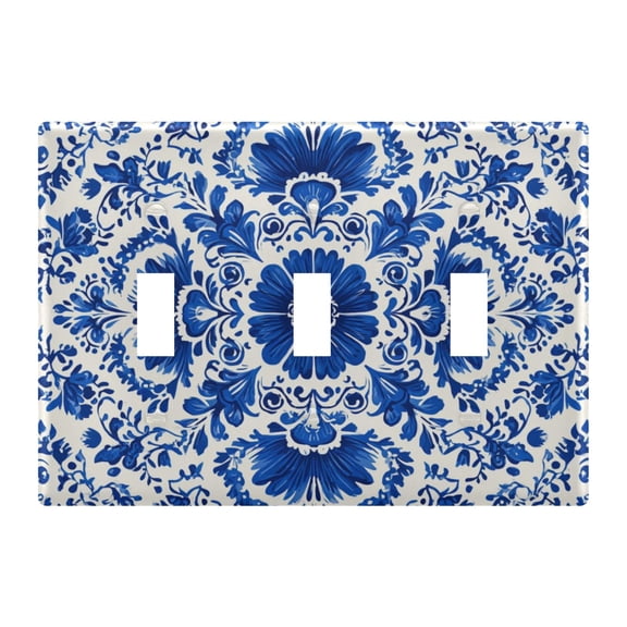 Light Switch Cover Blue and White Porcelain Pattern Plates Faceplate Decorative Switch Plate for Bedroom Home Decor