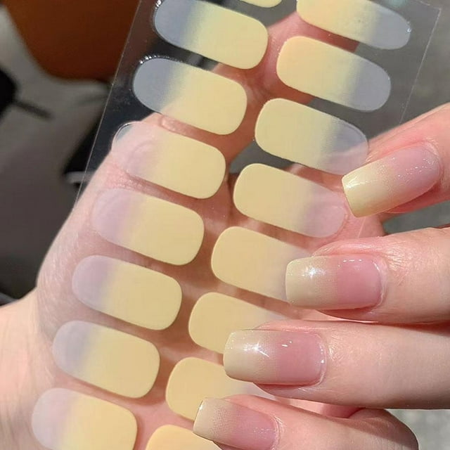 Bandes d'Ongles en Gel Semi-Durcies Autocollant Couleur Couverture Complète Bande d'Extension d'Ongles Patch en Gel Longue Tenue