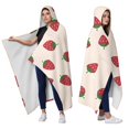 thumbnail image 2 of Wearable Blanket,Red Strawberry Plants Fruit Light Pink Pattern Hooded Wearable Sherpa Blanket for Adults & Teens,Winter Poncho Shawl Wrap Cape Thick Warm,50"x60", 2 of 5