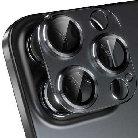 for iPhone 16 Pro Camera Lens Protector, Scratch Resistant Metal Camera Cover with 9H Tempered Glass Lens Screen Protector Rings Accessories [Case Friendly] for iPhone 16 Pro - Black