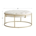 thumbnail image 2 of Weston Home Oddie Gold Finish Velvet Button Tufted Round Ottoman, Beige, 2 of 10