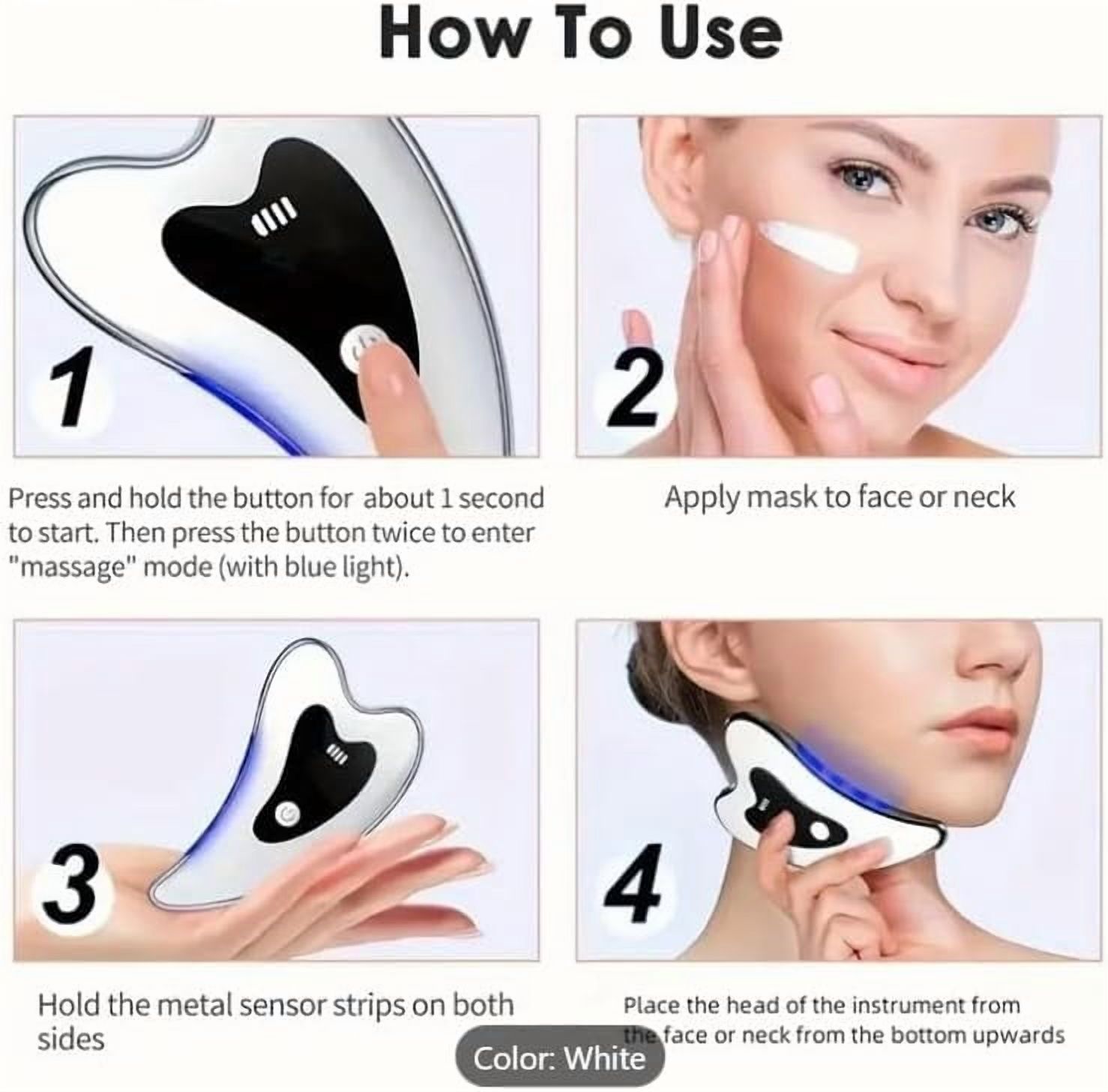 Electric Gua Sha Facial Tools - Face Sculpting Tool/Lift Device - Heated & Vibration & Red Light Massager, Anti-Aging & Wrinkles, Puffiness, Double Chin, Tension Relief