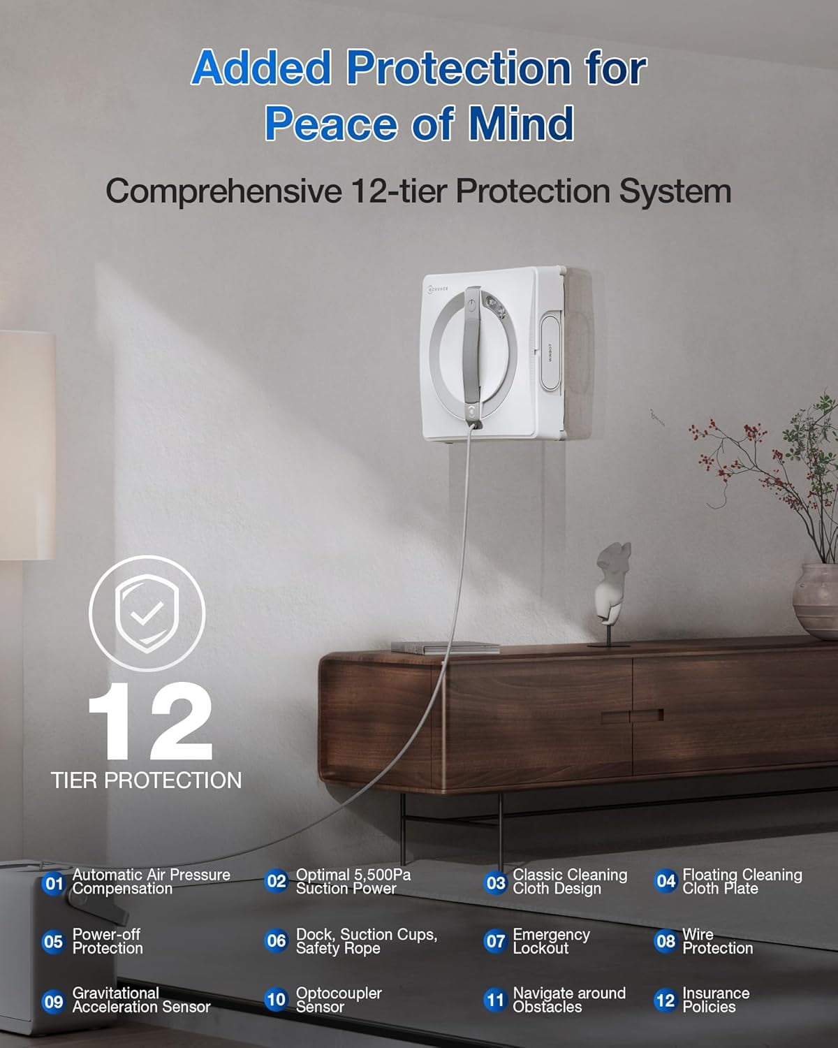ECOVACS WINBOT W2 PRO Omni Portable Window Cleaning Robot with Multi-Functional Station, 12-Level Protection