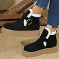 thumbnail image 4 of Xfvqtps Womens Buckle Strap Ankle Boots Fleece Lined Winter Shoes Fashion Chunky Sole Warm Snow Boots for Fall and Winter Casual Outdoor Black, 4 of 9