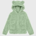 thumbnail image 5 of Miluxas Girls Fleece Jacket Kids Zip Up Fall Winter Fuzzy Sherpa Outwear Coat with Pockets Green 10-11Years, 5 of 8
