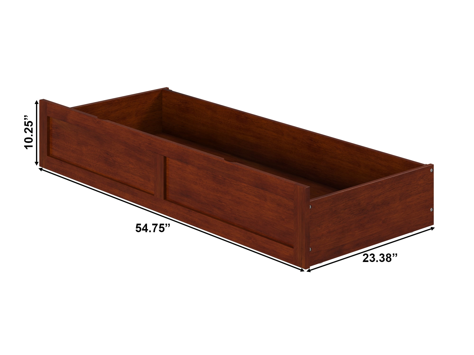 AFI Under Bed Foot Drawer Storage Drawer for Platform Beds, Queen, Walnut