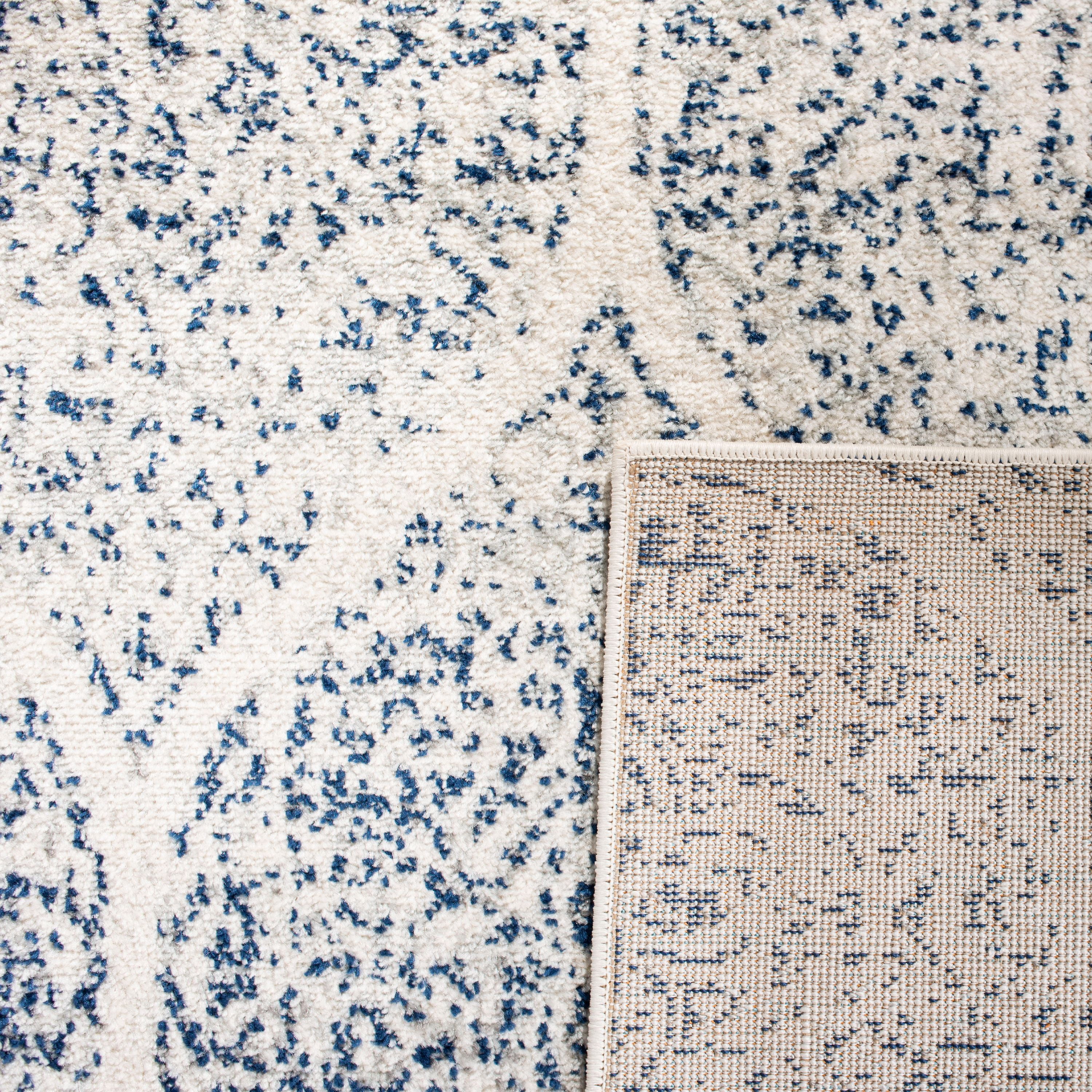 SAFAVIEH Madison Leighton Geometric Runner Rug, Cream/Royal Blue, 2'3" x 14'