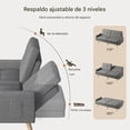 thumbnail image 3 of 180 cm Sofá Cama Moderno, Futón con Respaldo Ajustable, Reposabrazos Extraíble para Mayor Longitud, 6 Patas de Madera, 2 Barras de Soporte de Metal, Sala de Estar, Gris Oscuro, 3 of 8