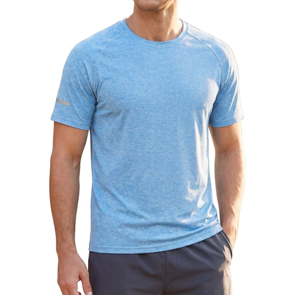 INSPIRE CHIC Men's Athletic T-Shirt Short Sleeve Crew Neck Running T-Shirts M Blue