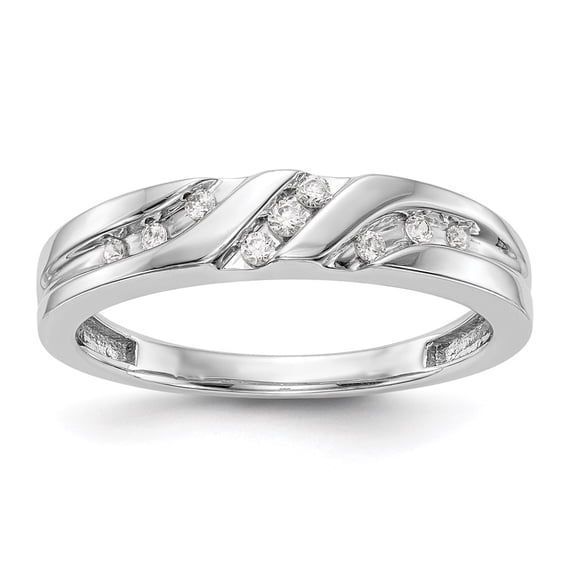 Solid 14K White Gold Engagement Complete Diamond Trio Men's Wedding Band Ring Size 9.5 (.145 cttw.)