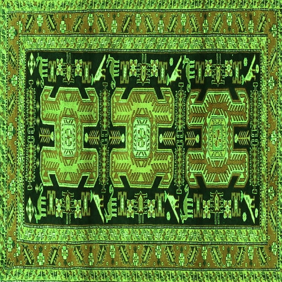 Ahgly Company Indoor Square Persian Green Traditional Area Rugs, 4' Square