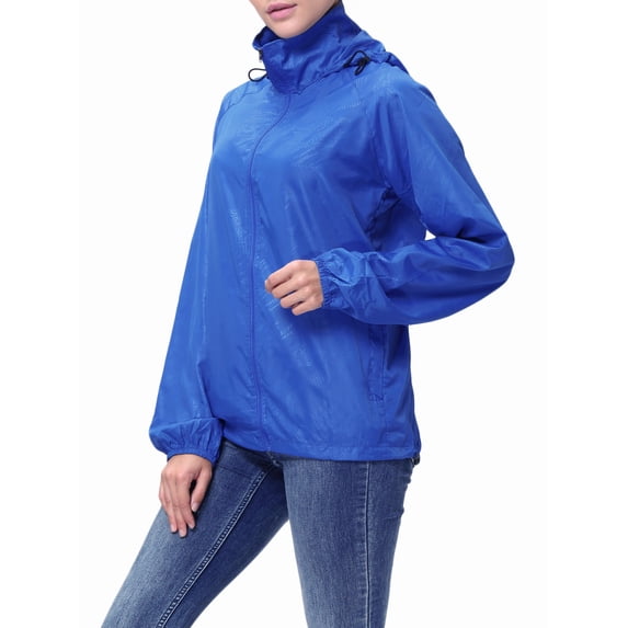 KingShop Wind & Water-Resistant Rain Jacket Hooded Wind Resistant/Water Repellent Zip Front Windbreaker Jacket