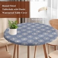 thumbnail image 4 of Purple Beige Dandelion Round Tablecloth, Fitted Table Cover with Elastic for 55"-60" Round Tables, Farmhouse Botanical Blossom Table Cloth Outdoor Indoor Dinning Party Waterproof Tablecloths, 4 of 7