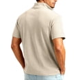 thumbnail image 5 of Kixjoy Short Sleeve Shirt Men Quarter Zip Corduroy Big and Tall Polo Shirt Stand Collar Lounge Loose Fit Basic Pullover Tops with Pockets, Khaki L, 5 of 9
