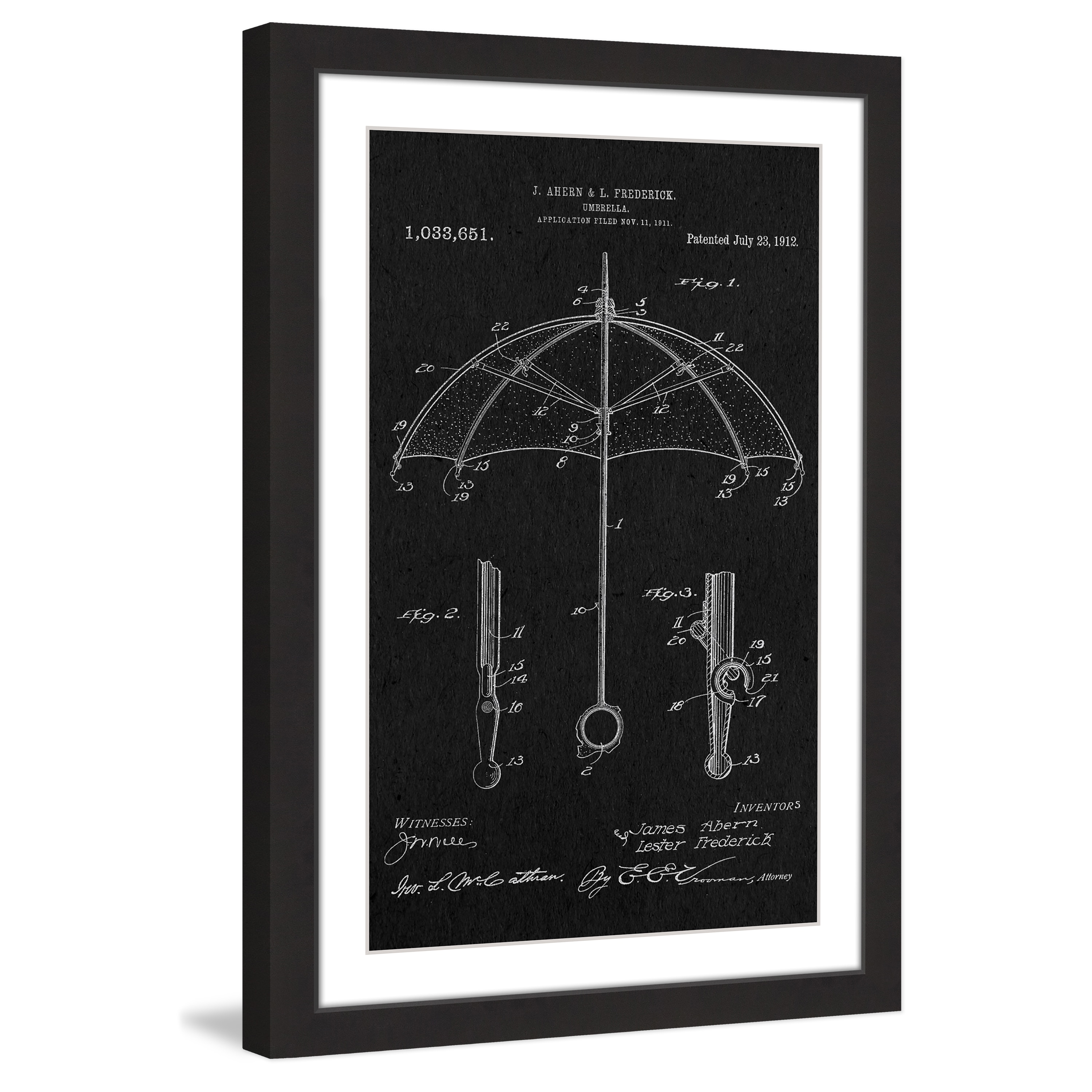 MARMONT HILL  - 'Umbrella 1912 Black Paper' by Steve King Framed Painting Print - Multi 30 x 45