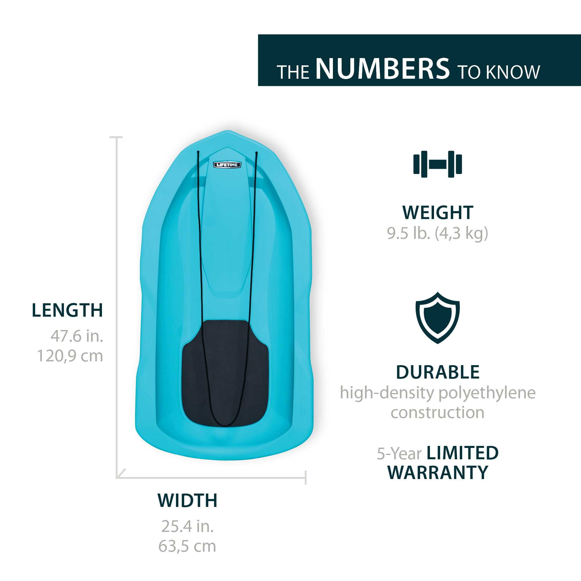 Lifetime 48 inch Premium Snow Sled 2-Pack, Aqua Blue (91141)