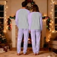 thumbnail image 5 of successthop Matching Couple Christmas Pajamas 2 Set Snowflakes Long Sleeve Crewneck Tops and Pant Set with Pockets, 5 of 7