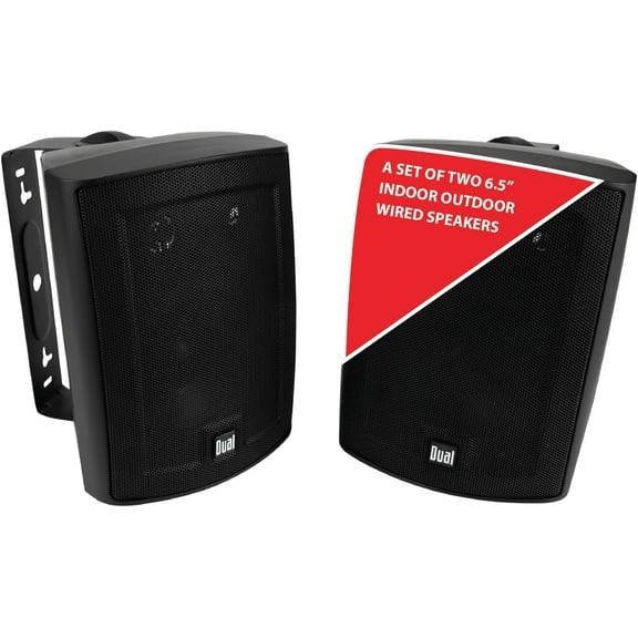 Dual Electronics LU63PB 6.5 inch 3-Way High Performance Outdoor Speakers, Sold in Pairs, Black, New