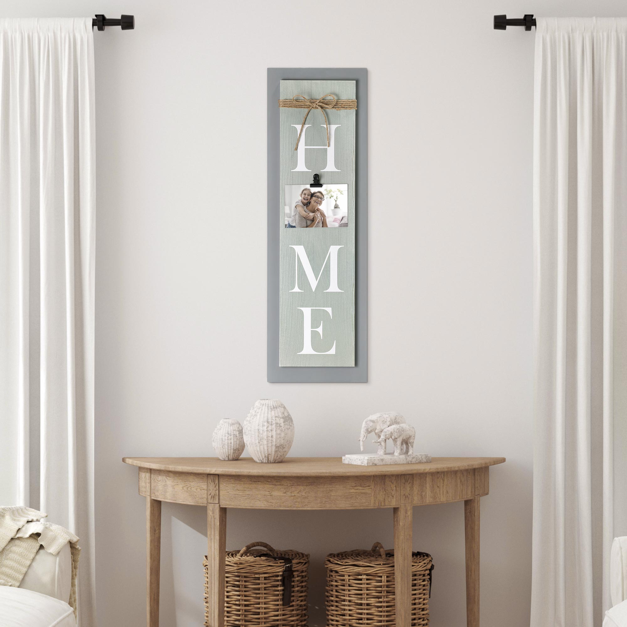 Crystal Art Gallery Farmhouse Gray Home Decor Clip Photo Frame - 9.5" x 29.12"