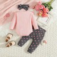 thumbnail image 5 of TOWED22 Baby Girl Clothes Newborn Girl Long Sleeves Romper Pants Headband Set Infant Outfits 3Pcs Spring Clothing,12-18 M, 5 of 9